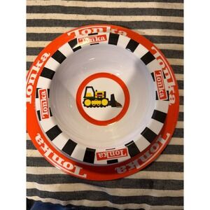 Vintage 2003 Tonka Melamine Plate and Bowl Set Fire Truck Bulldozer Vehicles